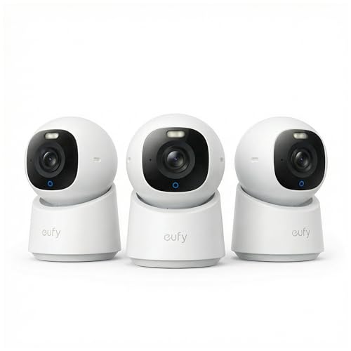 eufy Security Indoor Cam E30 (3-Pack),4K Pet/Baby/Nanny Camera,360° Pan Tilt,AI Auto Tracking,Color Night Vision,Two-Way Audio,AI Human/Pet Detection,Works with HomeKit