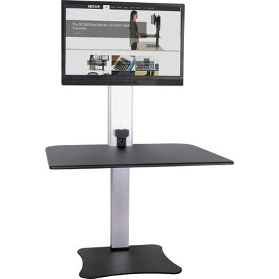 Victor High Rise Electric Sit-Stand Standing Desk Converter with Single Monitor Stand - Height Adjustable Office Desk Workstation for Home, 28" x 23" Work Surface, Black