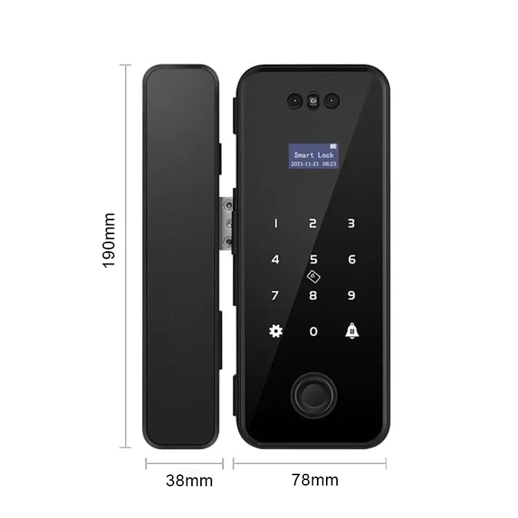 WiFi 3D Face Recognition Smart Glass Lock Biometric Fingerprint Door Lock Digital Keypad Security Keyless Electronic Lock for Frameless Double Door