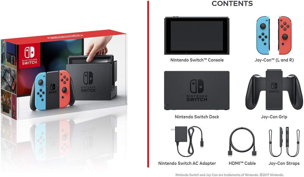 Nintendo Switch 32GB Console - Neon Red/Neon Blue Joy-Con (Renewed)
