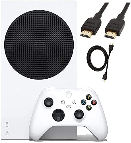 Microsoft Series S 512 GB All-Digital Console (Disc-Free Gaming) with HDMI Cable Controller Bundle | White | Include：Xbox Wireless Controller White, Xbox Series S Console (Renewed)