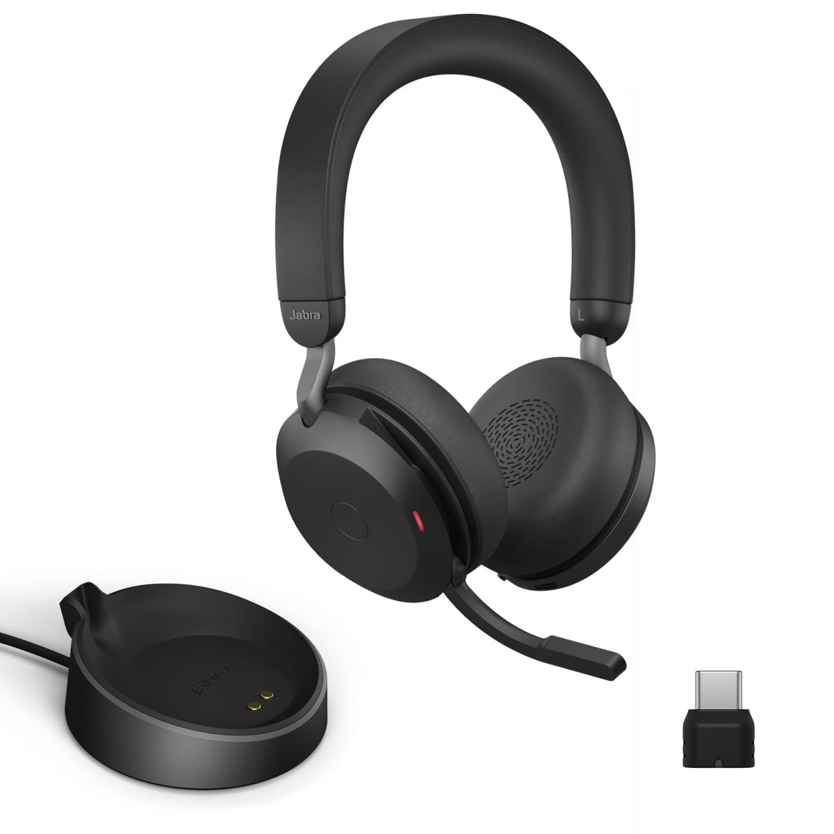 Jabra Evolve2 75 PC Wireless Headset with 8-Microphone Technology - Dual Foam Stereo Headphones with Advanced Active Noise Cancelling, USB-A Bluetooth Adapter and MS Teams-Compatibility - Black