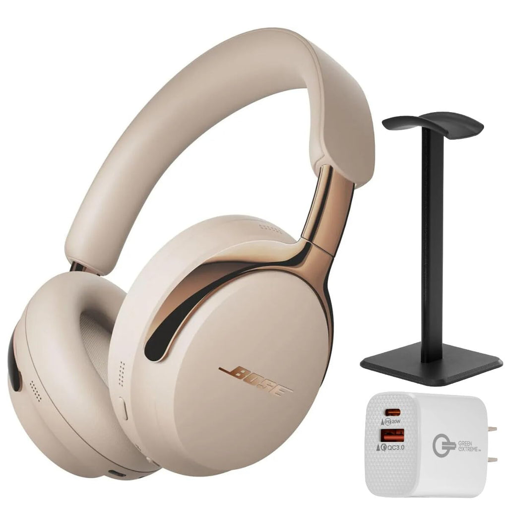 Bose (2nd Gen QuietComfort Ultra Bluetooth Headphones, Wireless Headphones with Spatial Audio, Over Ear Noise Cancelling with Mic, Up to 30 Hours of Play time + 20W Wall Charger (Black)