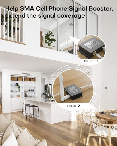 HiBoost Hero 3500-4000 Sq.Ft Cell Phone Signal Booster for Home with 2-Way Splitter Kit | Expand to Multiple Rooms | Supports All US Carriers 5G 4G LTE | Includes Panel & Whip Antennas