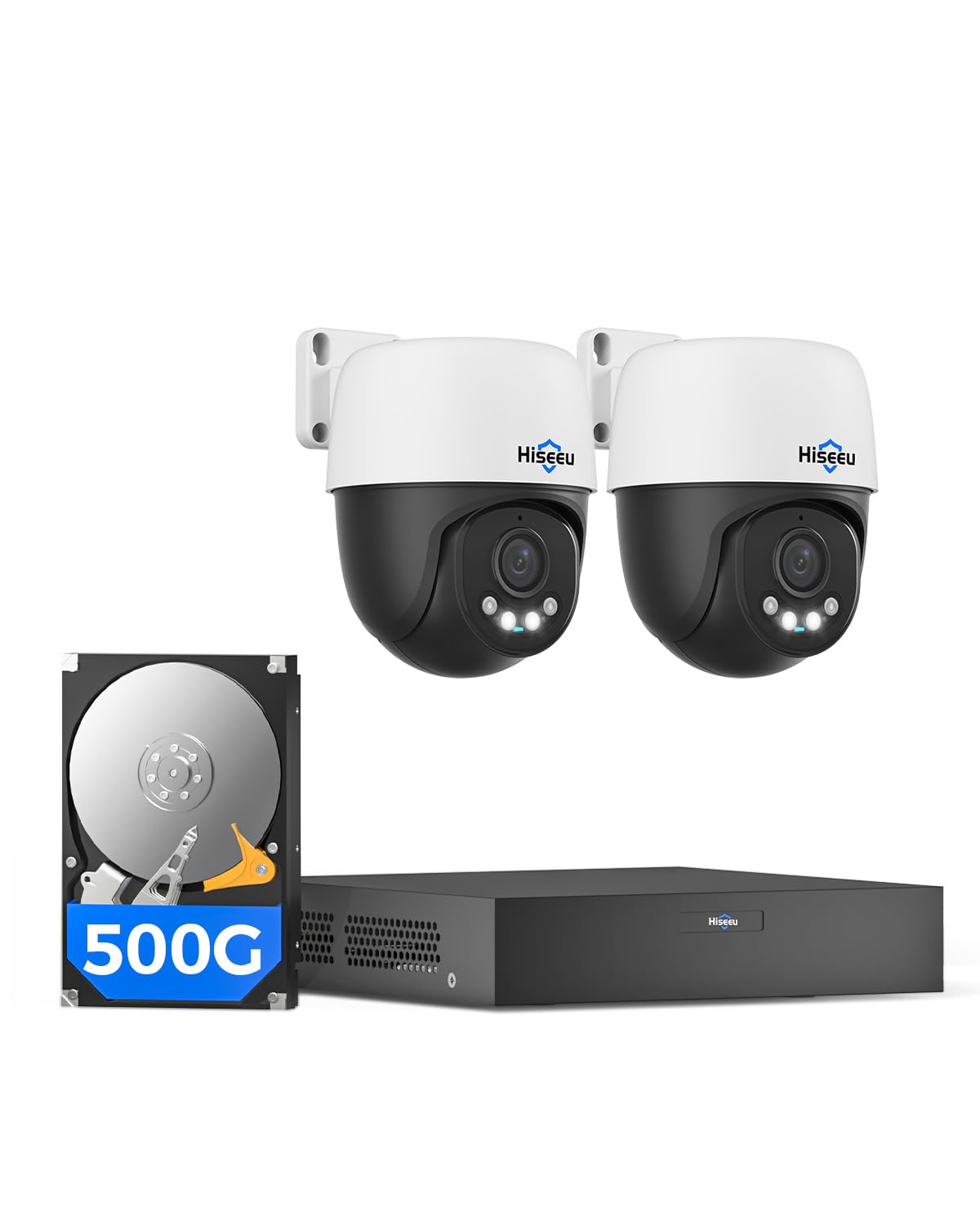 【360°View】 Hiseeu 4K PoE PTZ Security Camera System，6 Pcs Security Cameras