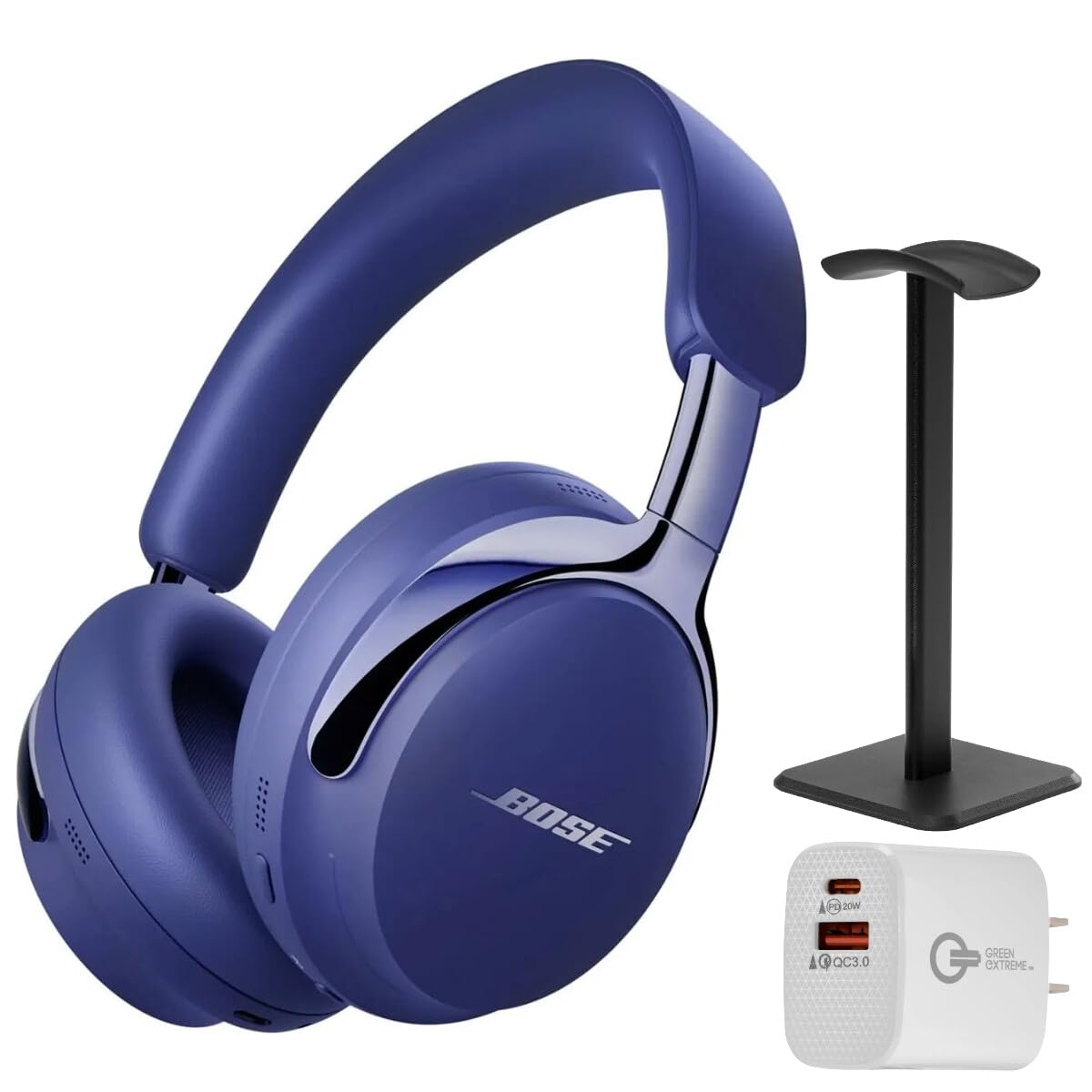 Bose (2nd Gen QuietComfort Ultra Bluetooth Headphones, Wireless Headphones with Spatial Audio, Over Ear Noise Cancelling with Mic, Up to 30 Hours of Play time + 20W Wall Charger (Black)
