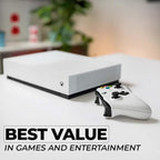 Xbox One S 1TB All-Digital Edition Console Bundle - Includes the Xbox One S Console Series, White, 1x Wireless Controller, and a Microfiber Cloth (Renewed)
