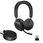 Jabra Evolve2 75 PC Wireless Headset with 8-Microphone Technology - Dual Foam Stereo Headphones with Advanced Active Noise Cancelling, USB-A Bluetooth Adapter and MS Teams-Compatibility - Black