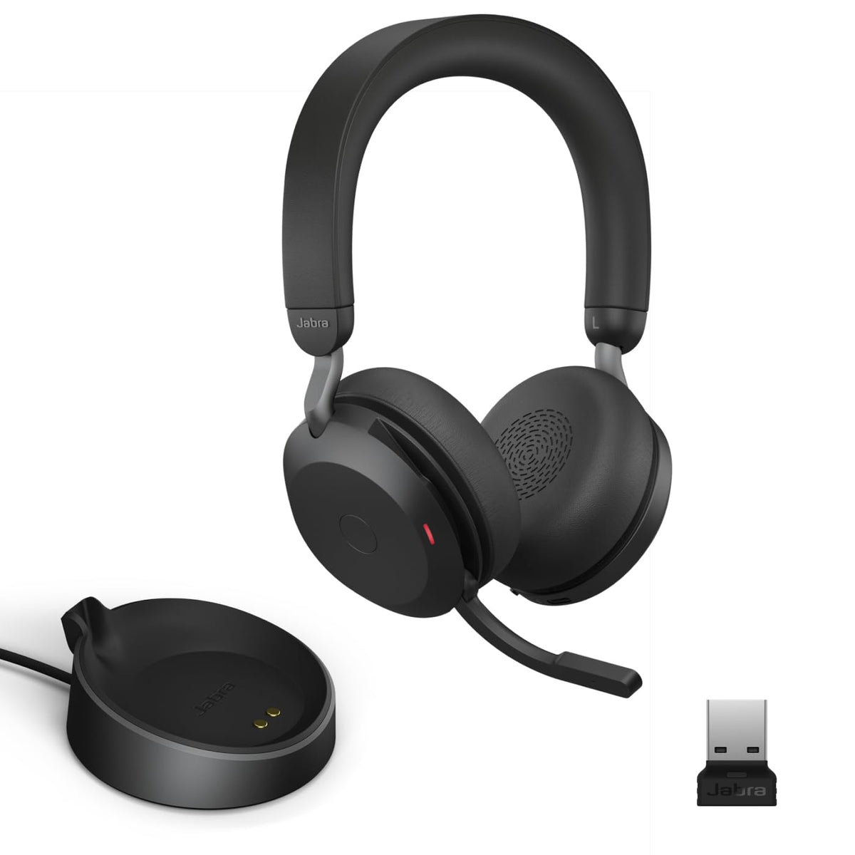 Jabra Evolve2 75 PC Wireless Headset with 8-Microphone Technology - Dual Foam Stereo Headphones with Advanced Active Noise Cancelling, USB-A Bluetooth Adapter and MS Teams-Compatibility - Black