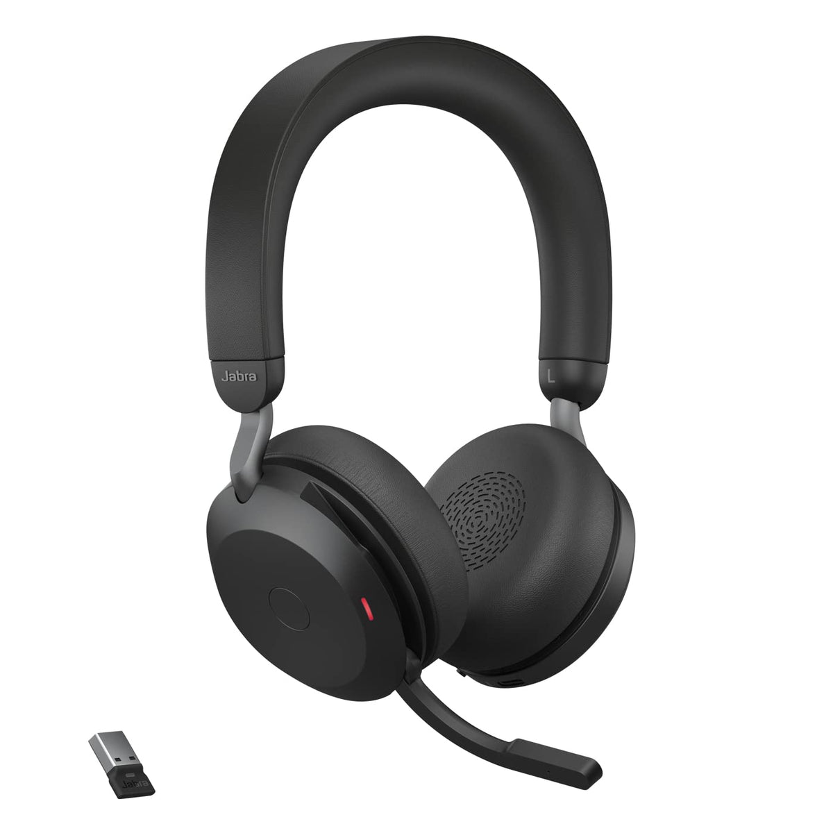 Jabra Evolve2 75 PC Wireless Headset with 8-Microphone Technology - Dual Foam Stereo Headphones with Advanced Active Noise Cancelling, USB-A Bluetooth Adapter and MS Teams-Compatibility - Black