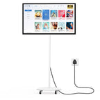 32" Smart Portable TV on Wheels, FHD Touchscreen Rolling Monitor