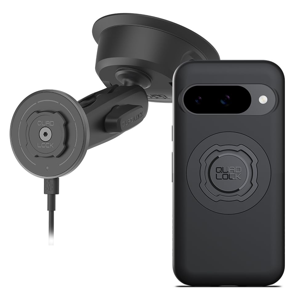 Quad Lock Heavy Duty Suction Car Phone Mount with MAG Phone Case and MAG Wireless Charging Head for Pixel 11 Pro XL
