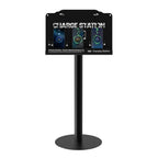 Floor Standing Cell Phone Charging Station with Fast Charigng Cables – 8 Device Charging Dock for Office, Hotel & Public Spaces | Compatible with iPhone ipad Smartphone Tablets Android Port (Black)