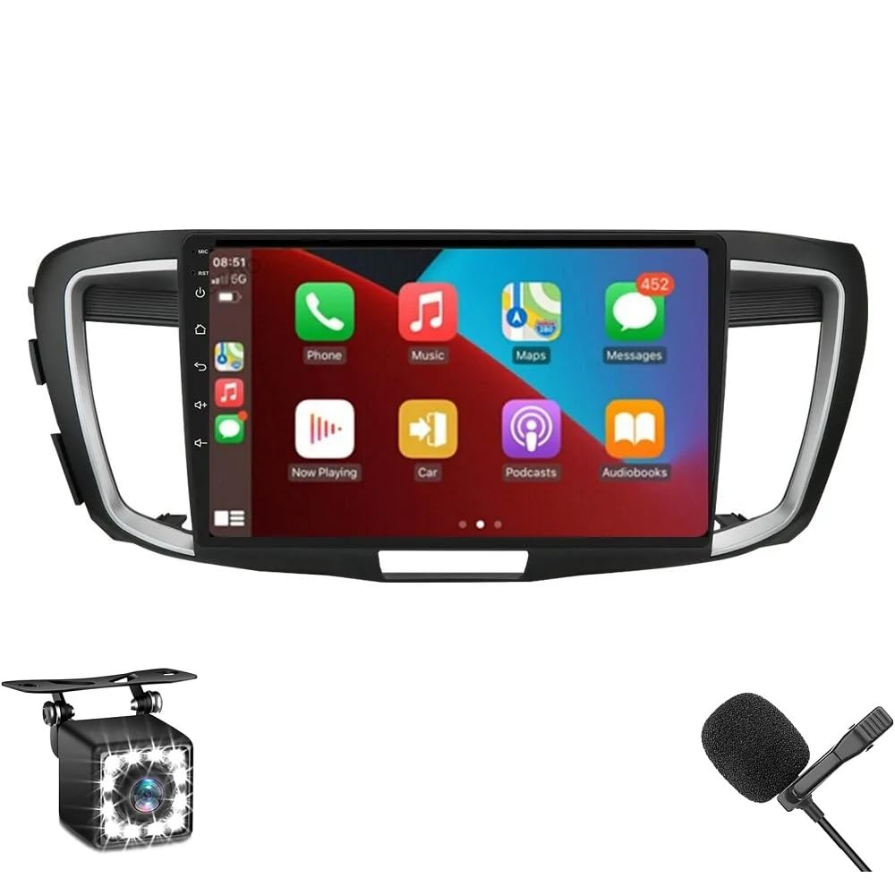 CarPlay Android Auto Navigation Stereo GPS Radio Display 10" 1280 * 720 IPS Touchscreen Headunit Tablet Media Player for Honda Accord 2013-2016 2.0L/2.4L(Original Reverse Camera), Quad Core 2G+32G