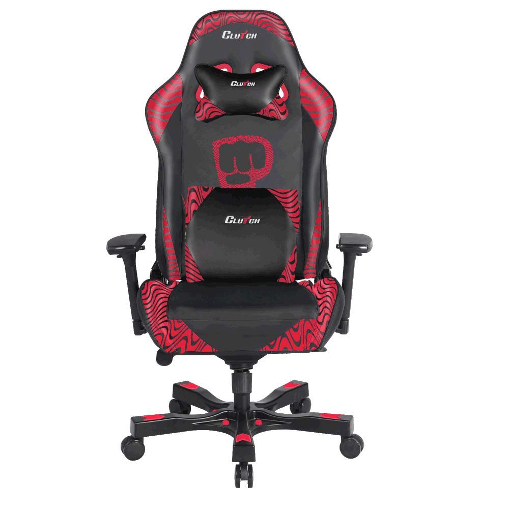 Clutch Chairz Pewdiepie Chair LED 100M- Ergonomic Gaming Chair, Video Game Chairs, Office Chair, High Chair and Lumbar Pillow for Computer Desk - Black - Throttle Series