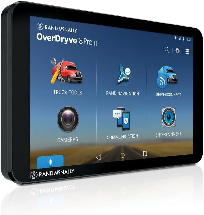Rand McNally OverDryve 8 Pro II 8-Inch Truck GPS Tablet with Built-in Dash Cam, Advanced Truck Routing, Lane Guidance, Bluetooth, Wi-Fi, and Powered Magnetic Mount (Model: 8PROII)