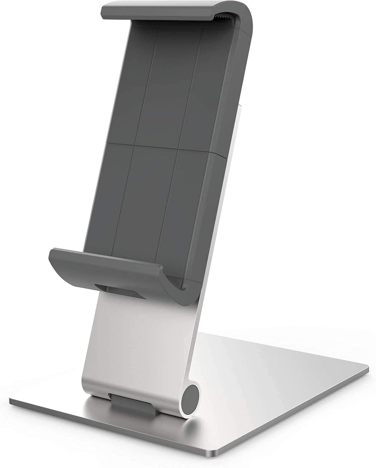 Durable Tablet Holder Table, Extra Large (7-13 Inches with case, 360 Degrees Rotation), Flexible Tilt Adjustment, Cable Management, Silver (893723)