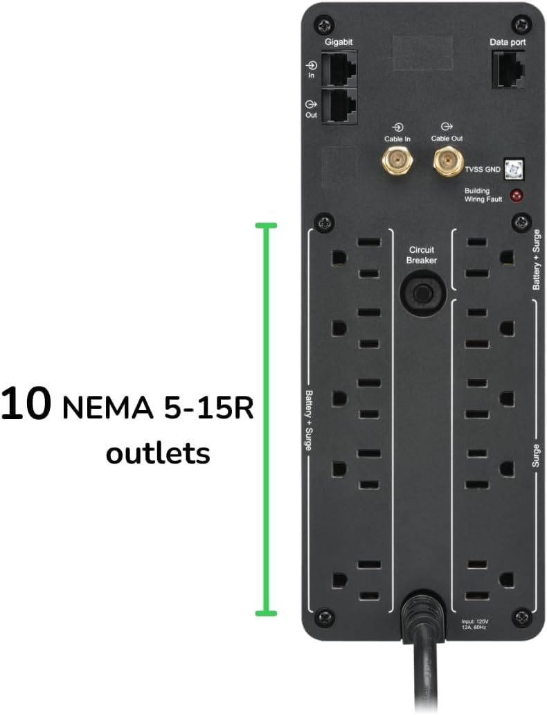 APC BR1500MS2 Pure Sine Wave UPS Battery Backup & Surge Protector
