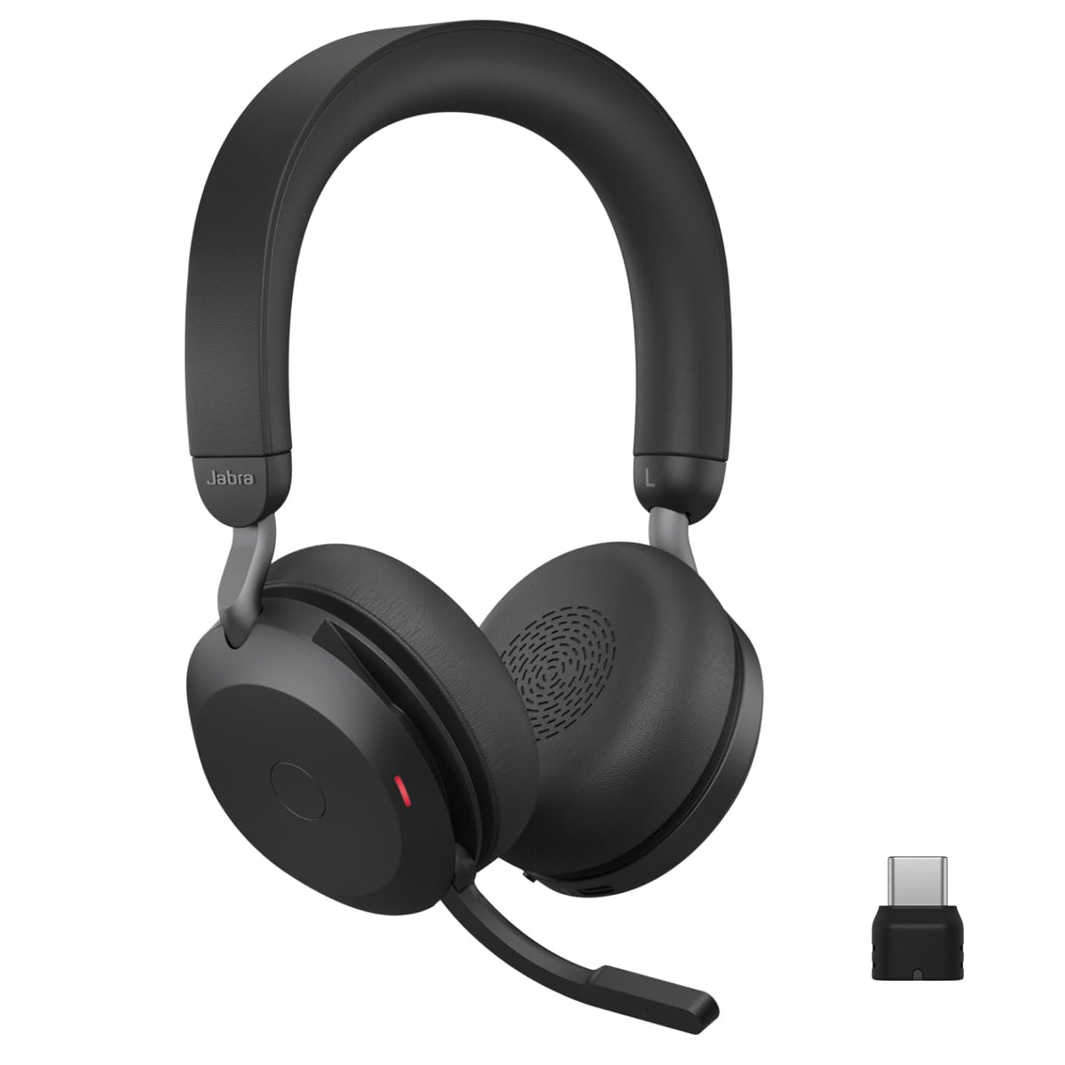 Jabra Evolve2 75 PC Wireless Headset with 8-Microphone Technology - Dual Foam Stereo Headphones with Advanced Active Noise Cancelling, USB-A Bluetooth Adapter and MS Teams-Compatibility - Black