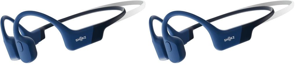 SHOKZ OpenRun, Bone Conduction Headphones,Open-Ear Bluetooth Wireless Sport Headphones for Running & Workout,Sweat Resistant, Long 8H Playtime,Mic,Hair Band-Standard-Blue (Pack of 2)
