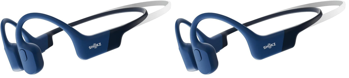 SHOKZ OpenRun, Bone Conduction Headphones,Open-Ear Bluetooth Wireless Sport Headphones for Running & Workout,Sweat Resistant, Long 8H Playtime,Mic,Hair Band-Standard-Blue (Pack of 2)