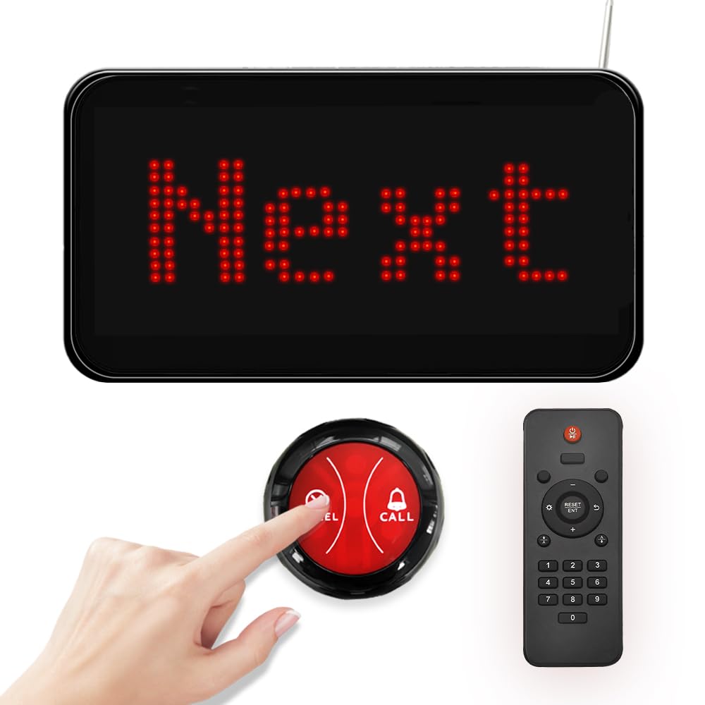 Take a Number System Wireless Queue Call System Show 2-Digit Counter Number for 10-Line Cashier Bank Window Doctor Room Supermarket Office Interview (C12+A2 1+10)