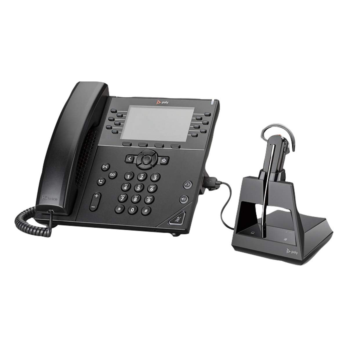 Plantronics - Voyager 4245 Office (Poly) - Bluetooth Convertible Headset with 3 Wearing Styles - Connect to PC/Mac, Mobile & Desk Phone - Works with Teams, Zoom & More,Black