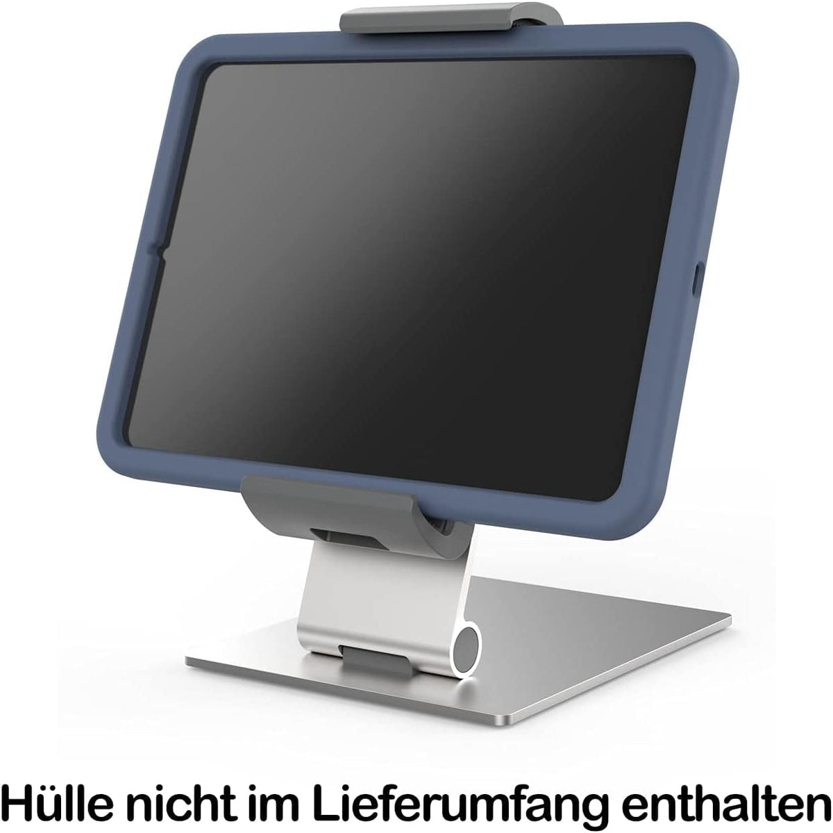 Durable Tablet Holder Table, Extra Large (7-13 Inches with case, 360 Degrees Rotation), Flexible Tilt Adjustment, Cable Management, Silver (893723)