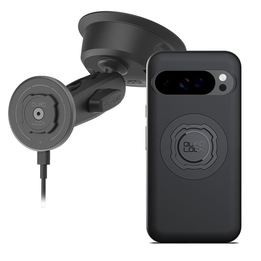 Quad Lock Heavy Duty Suction Car Phone Mount with MAG Phone Case and MAG Wireless Charging Head for Pixel 11 Pro XL