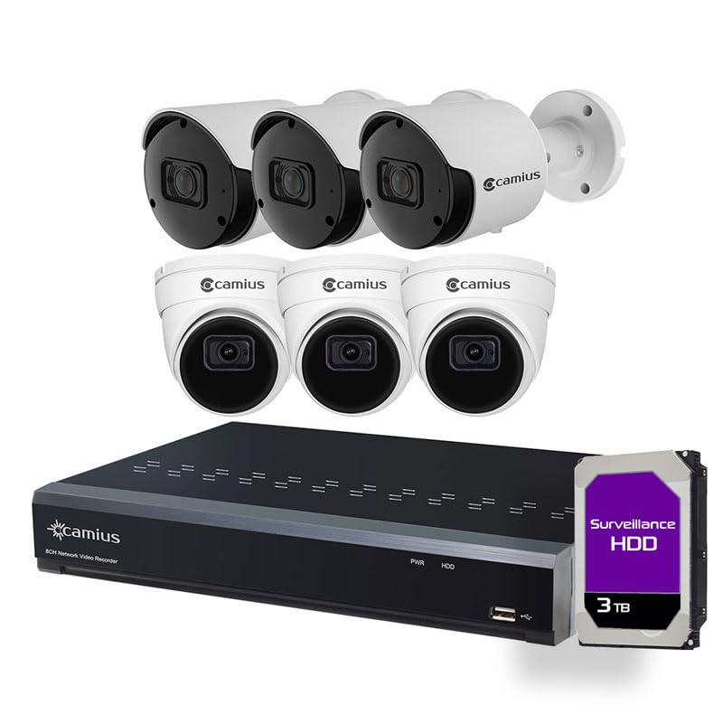 PoE Business Security Camera System, 8 2K Cameras, 128Mbps, 4TB HDD, NDAA, AI Detection, Plug-N-Play Installation, 24/7 Continious Recording