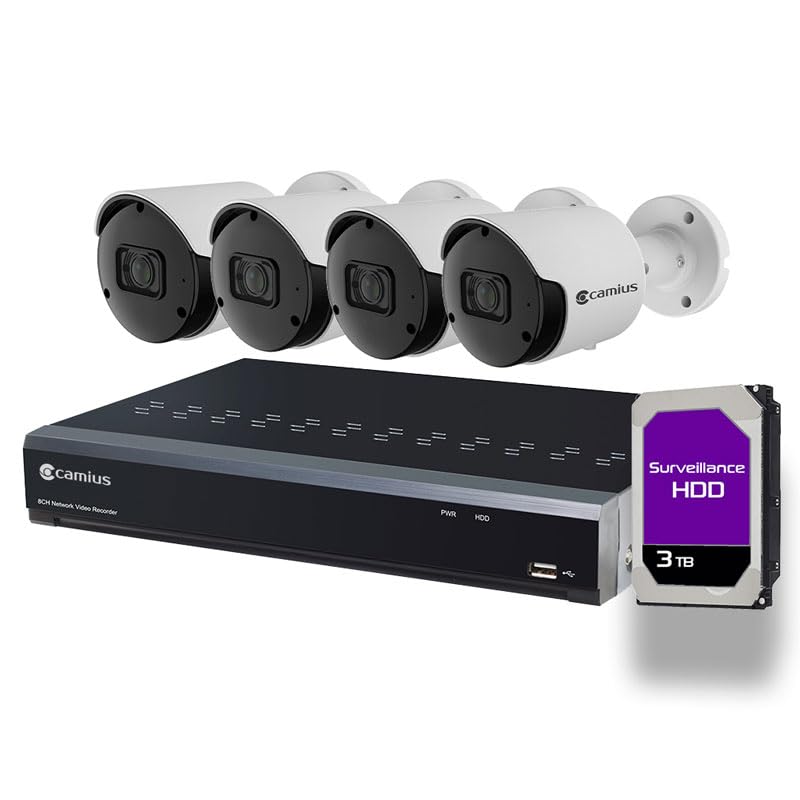 PoE Business Security Camera System, 8 2K Cameras, 128Mbps, 4TB HDD, NDAA, AI Detection, Plug-N-Play Installation, 24/7 Continious Recording