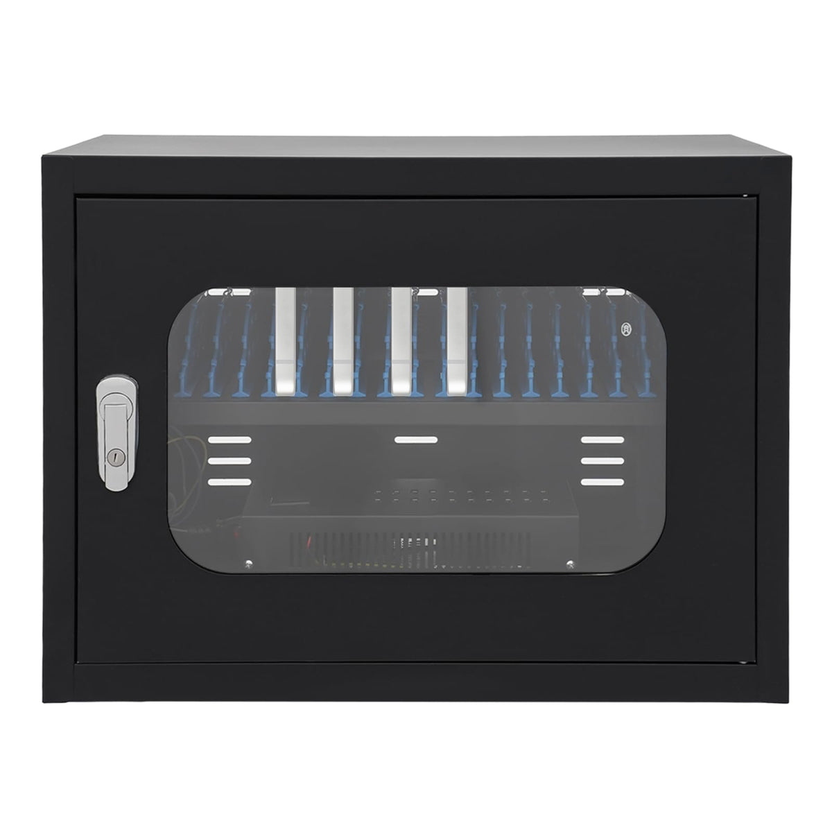 20-Unit Charging Cabinet for Cell Phone, Steel Case Charging Station Fits 8" Cell Phones, Cellphone Charging Storage Box with Lock&2 Keys for Classrooms, Offices & Library, Black