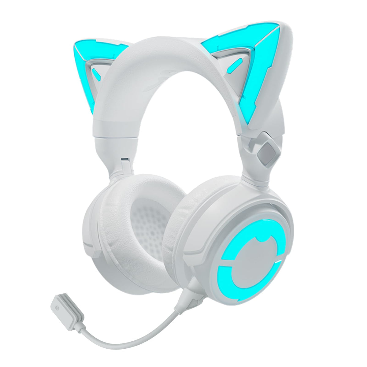 YOWU Cat Ear Headphones 4GS - RGB Gaming Headset with Mic & 2.4G USB/Type C Dongle for PC/PS4/PS5/XBOX/Switch, Wired/Wireless Bluetooth Headphones(Black)