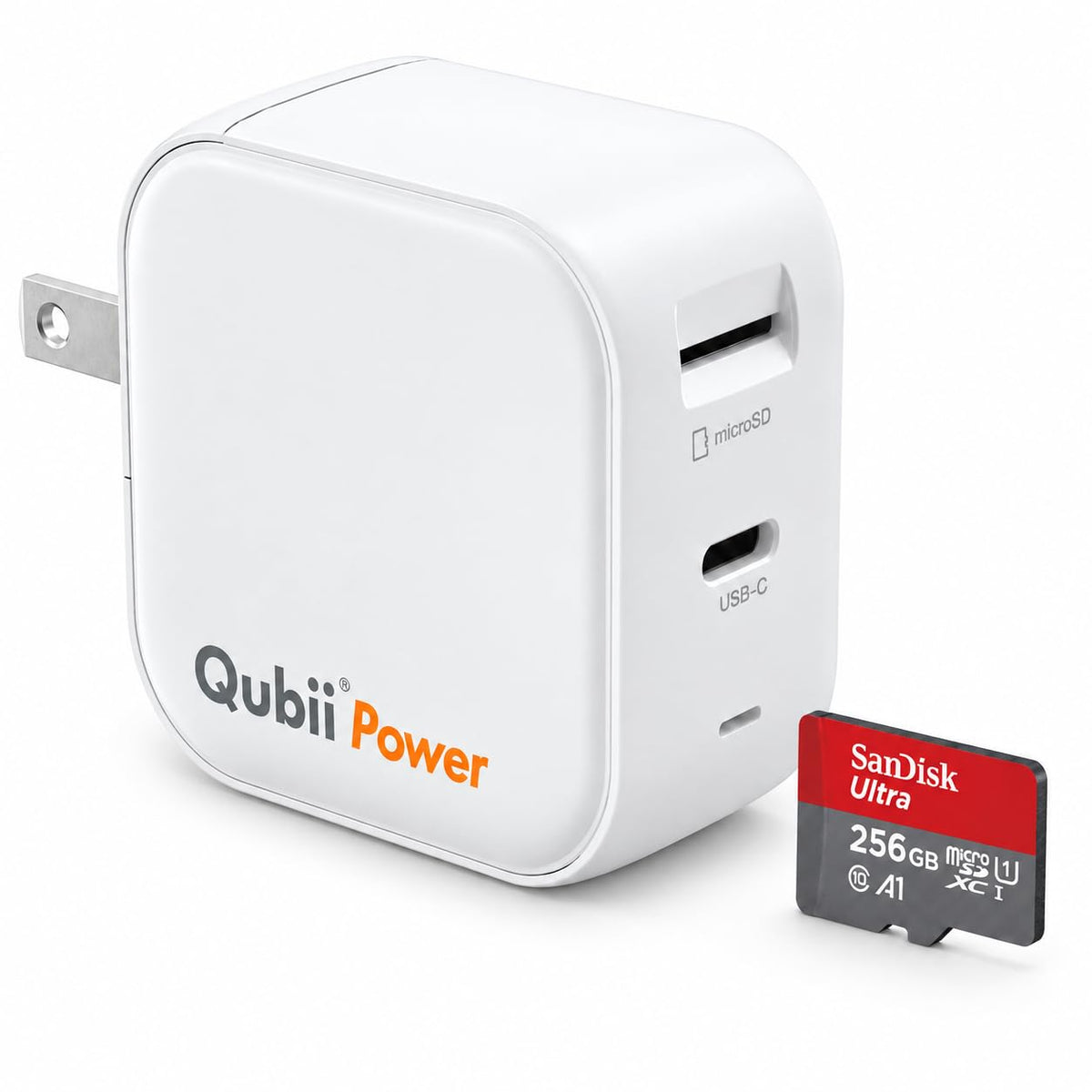 Maktar Qubii Power 45W GaN USB-C Photo Backup Charger with 256GB microSD