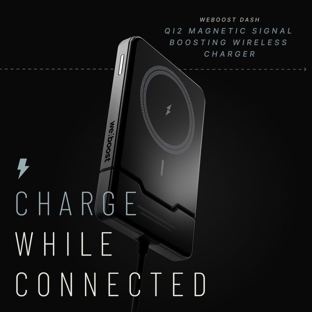 weBoost Dash Cell Phone Signal Booster with Wireless Charger | Boosts 5G/4G LTE for All US Carriers | Truck, Car, SUV | Magnetic Mount | FCC Approved
