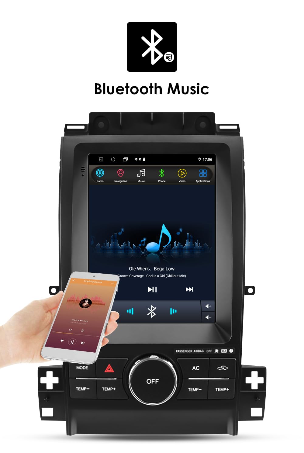Android14 10.4 inch HD Touchscreen Car Radio Upgrade for Ford Taurus 2012-2016 Wireless Carplay | Android Auto 2G+64G WiFi GPS Navigation Bluetooth 5.0 FM,SWC,Car Tablet