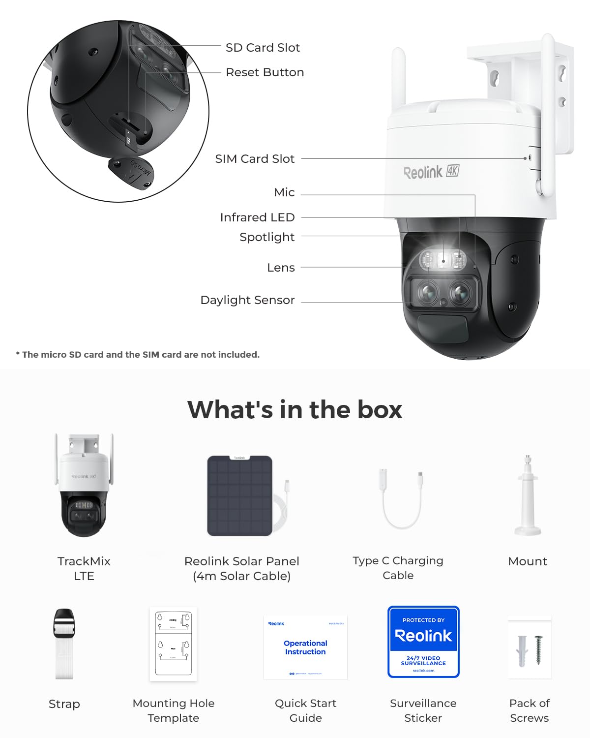 REOLINK 4K Dual Lens Cellular Security Camera Outdoor, Solar Wireless PTZ