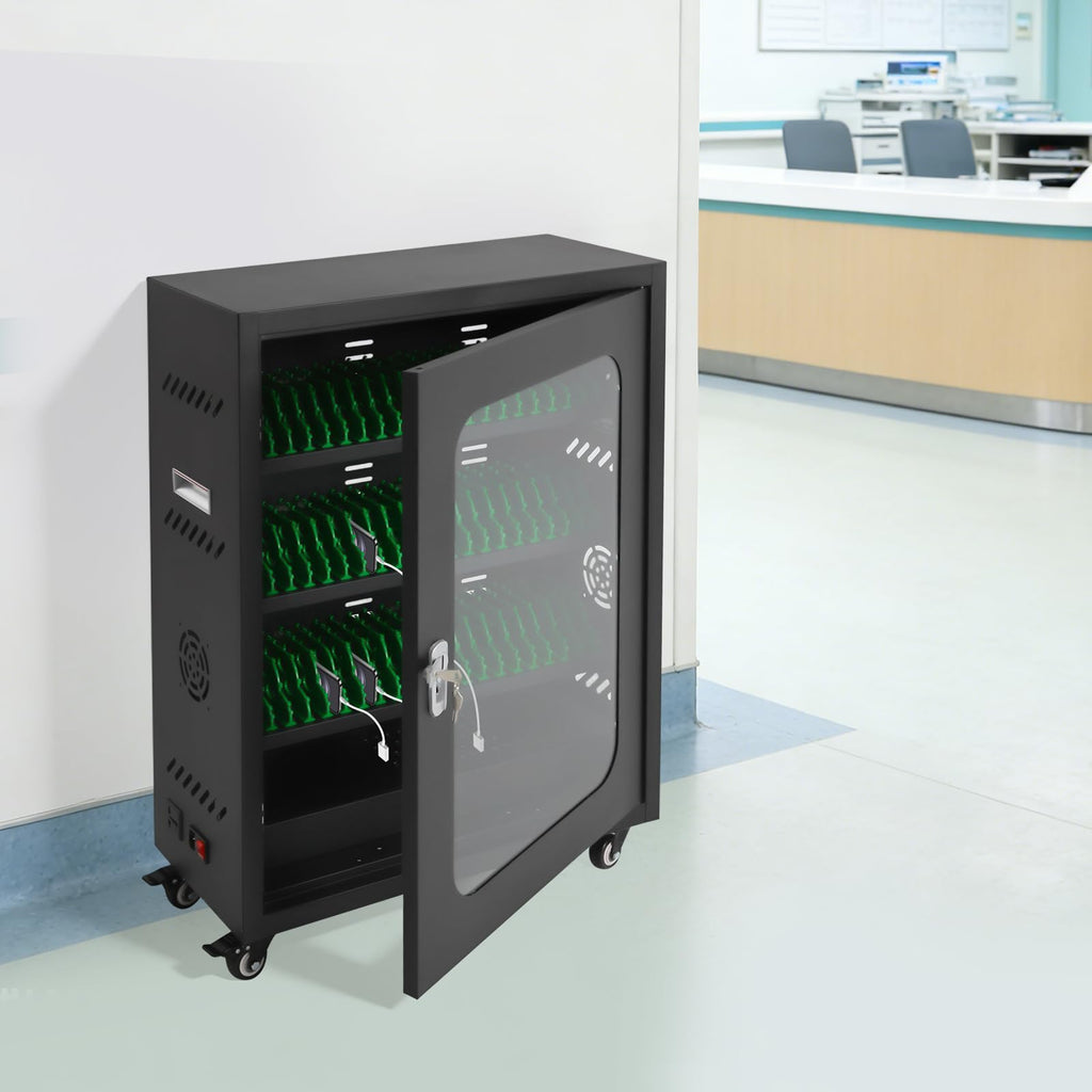 Cell Phone Charging Station, 50-Device Rechargeable Mobile Phones Charging Cabinet, Locking and Charging Phone Storage Box, Mobile Charging Cart, Lockable Device Charging Locker