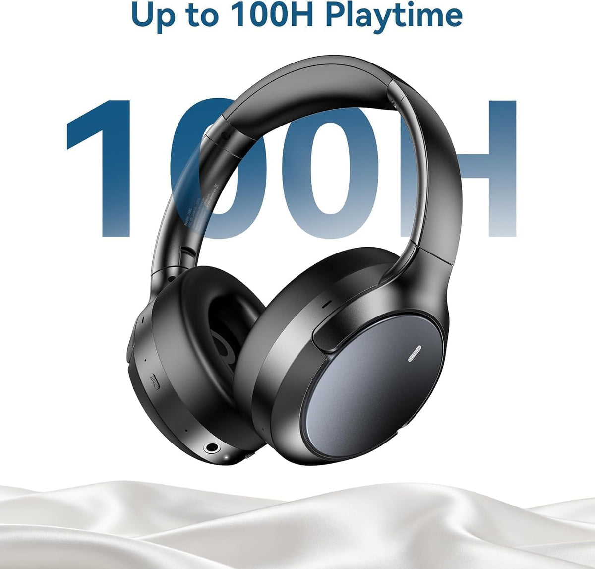 Hybrid ANC Noise Cancelling Wireless Over-Ear Headphones, 100H Playtime, Hi-Res Audio, Bluetooth 6.0, 5-Mic ENC, Multi-Mode ANC, Lightweight Comfort Fit, Foldable & Travel-Ready, for iOS & Android