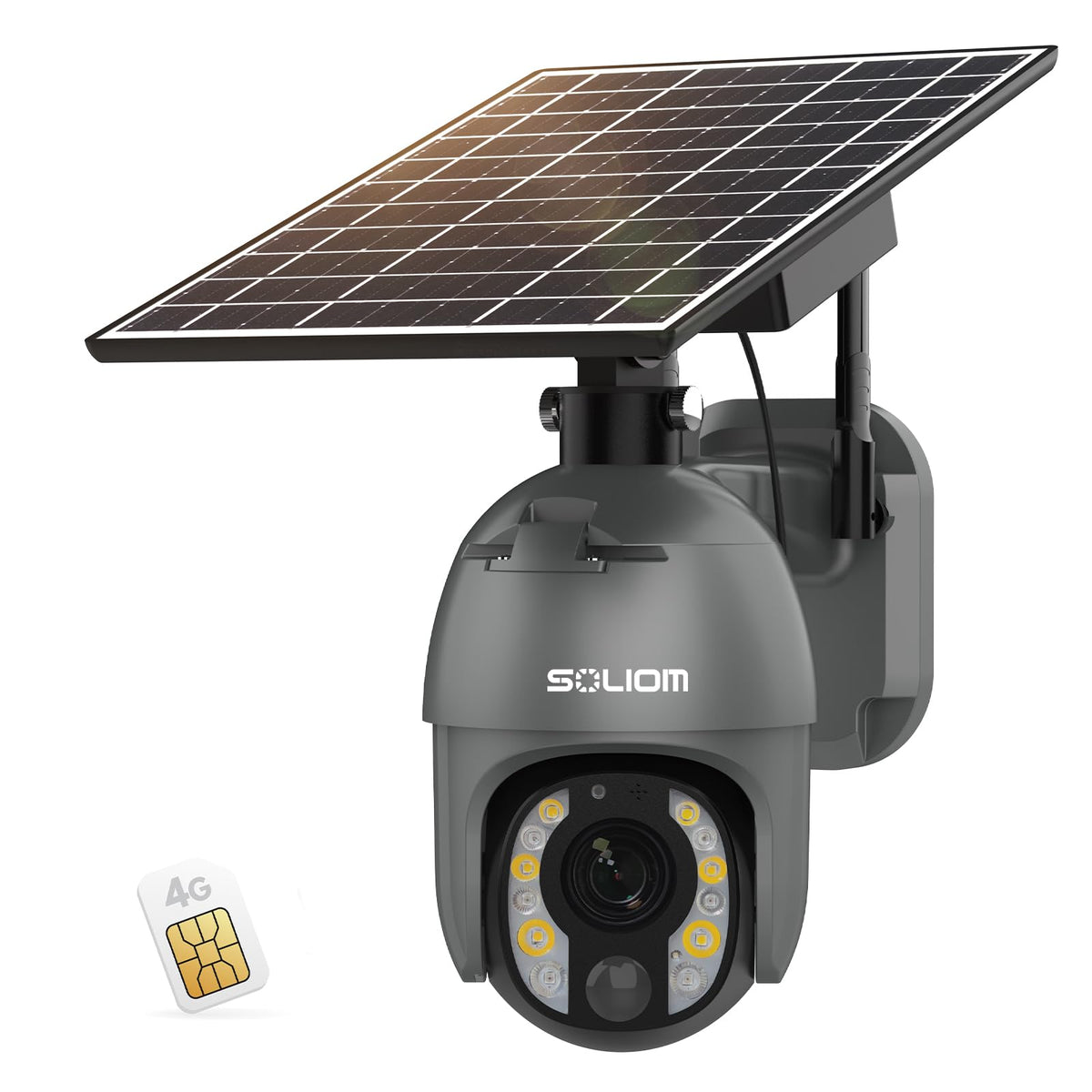 SOLIOM 5MP 4G LTE Cellular Security Camera Outdoor, 10X Optical Zoom