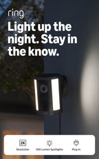 Ring Spotlight Cam 2K (newest model), Battery, Home or business security, Wide-Angle Retinal 2K Video, 6x Enhanced Zoom, Motion-Activated Spotlights, White