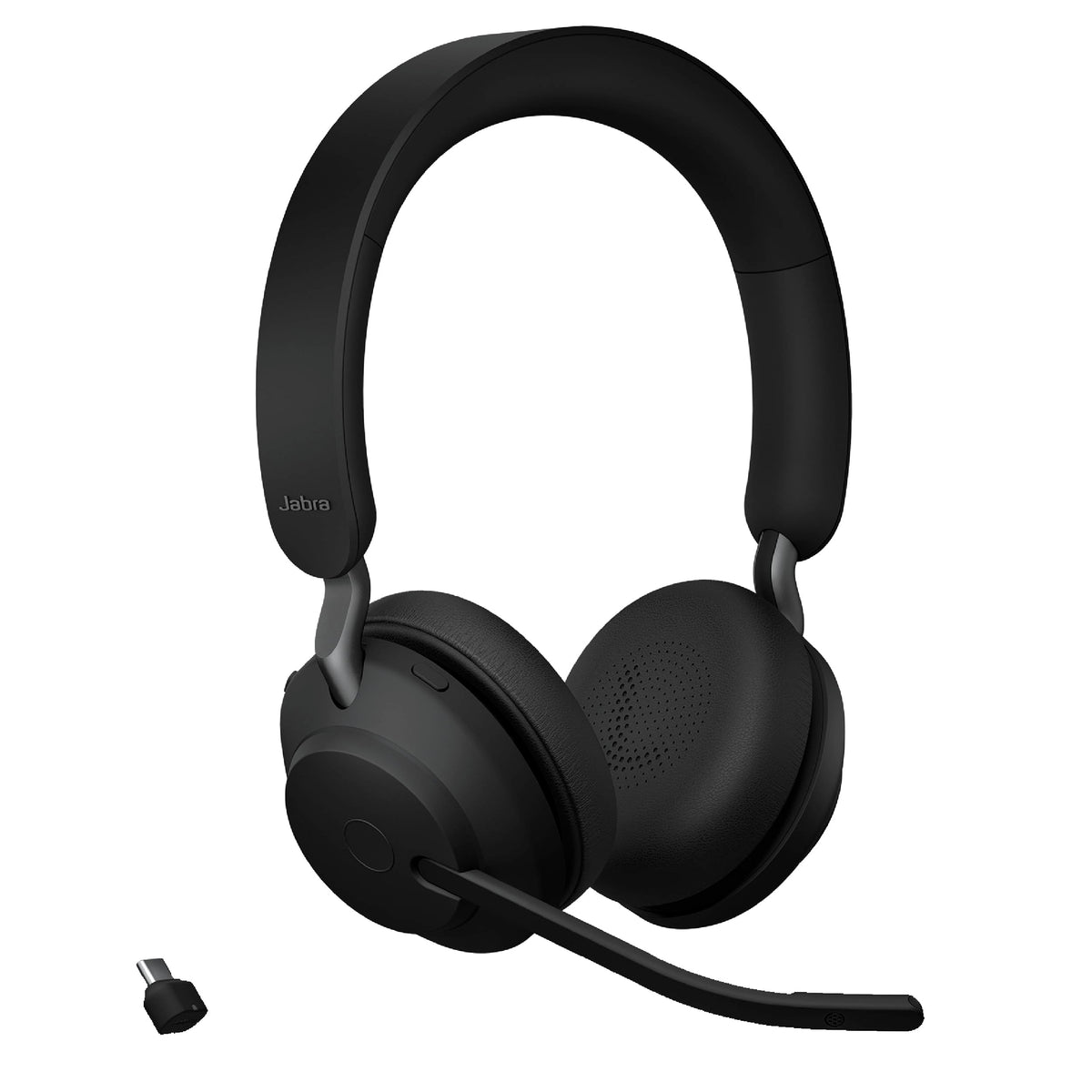 Jabra Evolve2 65 MS Wireless Headphones with Link380c, Stereo, Black – Wireless Bluetooth Headset for Calls and Music, 37 Hours of Battery Life, Passive Noise Cancelling Headphones