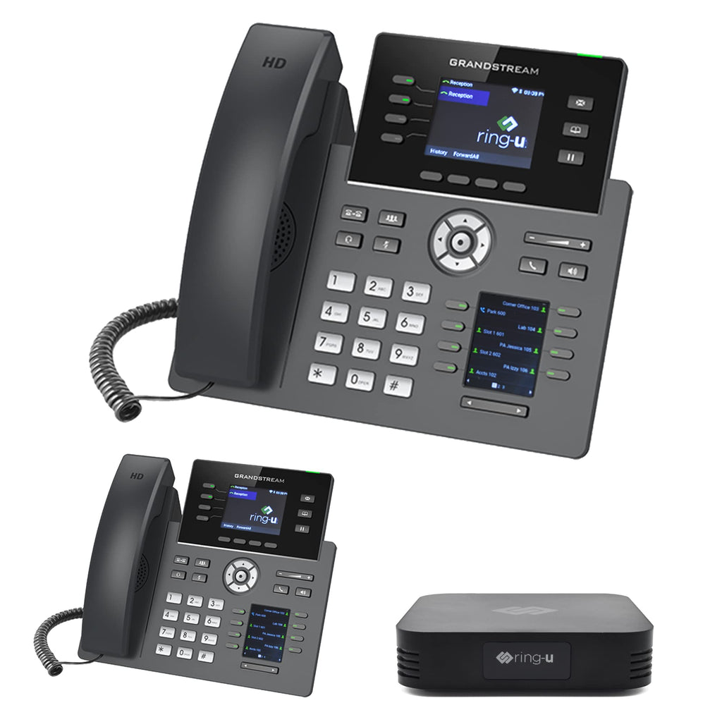 Ring-U Hello Hub Small Business PBX Phone System and Service VOIP 4-Phone Bundle (Hello Hub + 4 Executive Phones with WiFi + Bluetooth) ring-u Telephone Service Required.