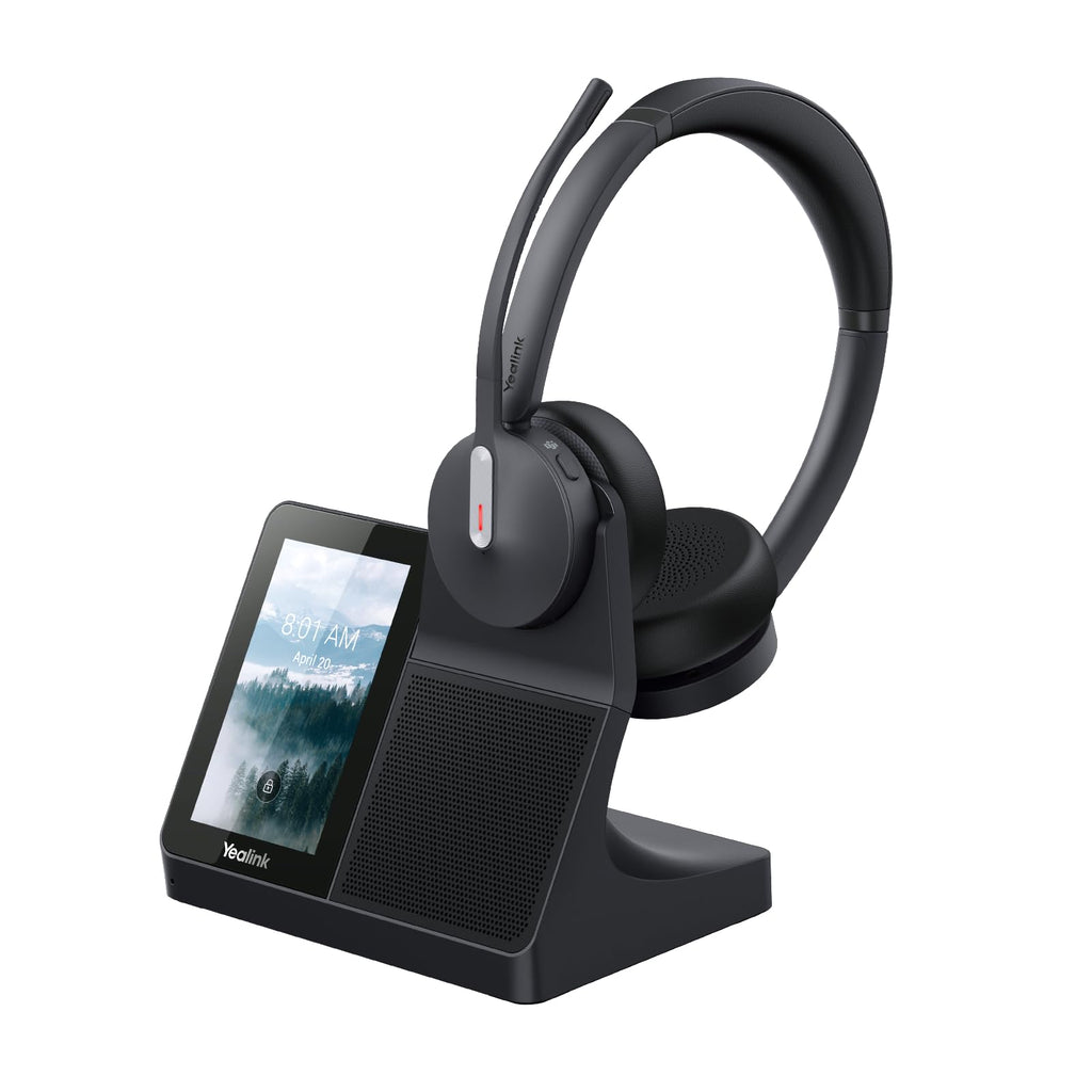 Yealink WH64 Workstation DECT Wireless Headset with 4" Touch Screen,3x Noise Cancelling Mic, 606ft Range,All in One Workstation with Speaker,3x USB Hub Office Headset for Desk Phone,Computer,Cellphone