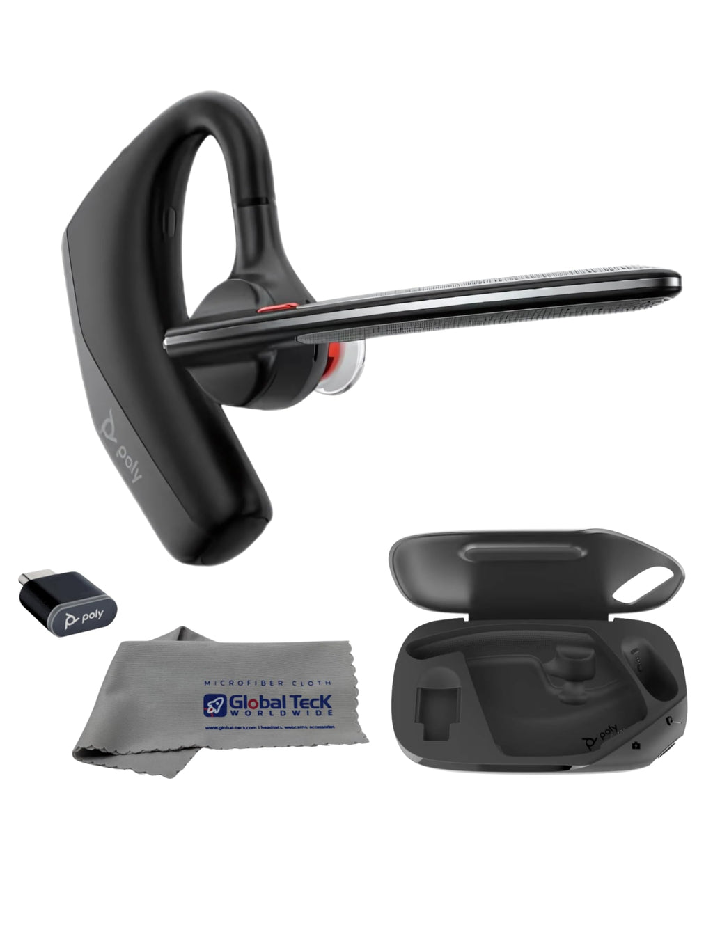 Poly Voyager Legend 50 UC Bluetooth Headset, Charging Case, AI-Powered Noise Cancellation, 4Mic WindSmart Tech, 10-Hr Battery, 98 ft Wireless Range, Multipoint Connectivity, Voice Assistant, GTW Cloth