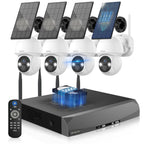 Solar Powered Wireless Security Camera System, Outdoor PTZ Surveillance Kit