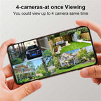 LETSCEE Dual Lens Security Cameras Wireless Outdoor，Solar Cameras for Home Security，Motion Detection,Night Vision,No Month Fee,IP65 Water Proof