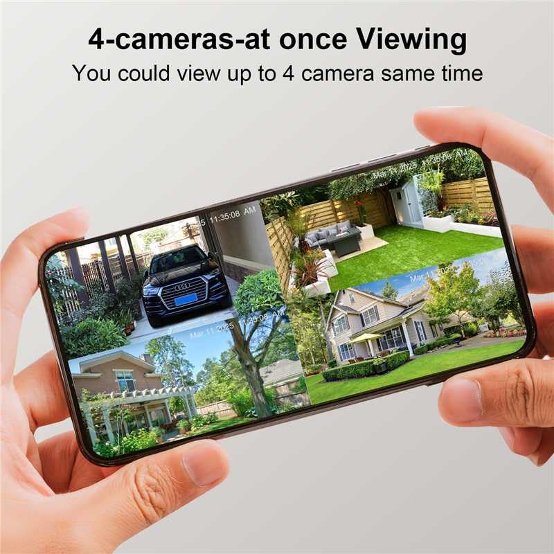 LETSCEE Dual Lens Security Cameras Wireless Outdoor，Solar Cameras for Home Security，Motion Detection,Night Vision,No Month Fee,IP65 Water Proof