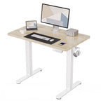 HUANUO 55x28 Inch Electric Standing Desk, Adjustable, Light Vintage Brown