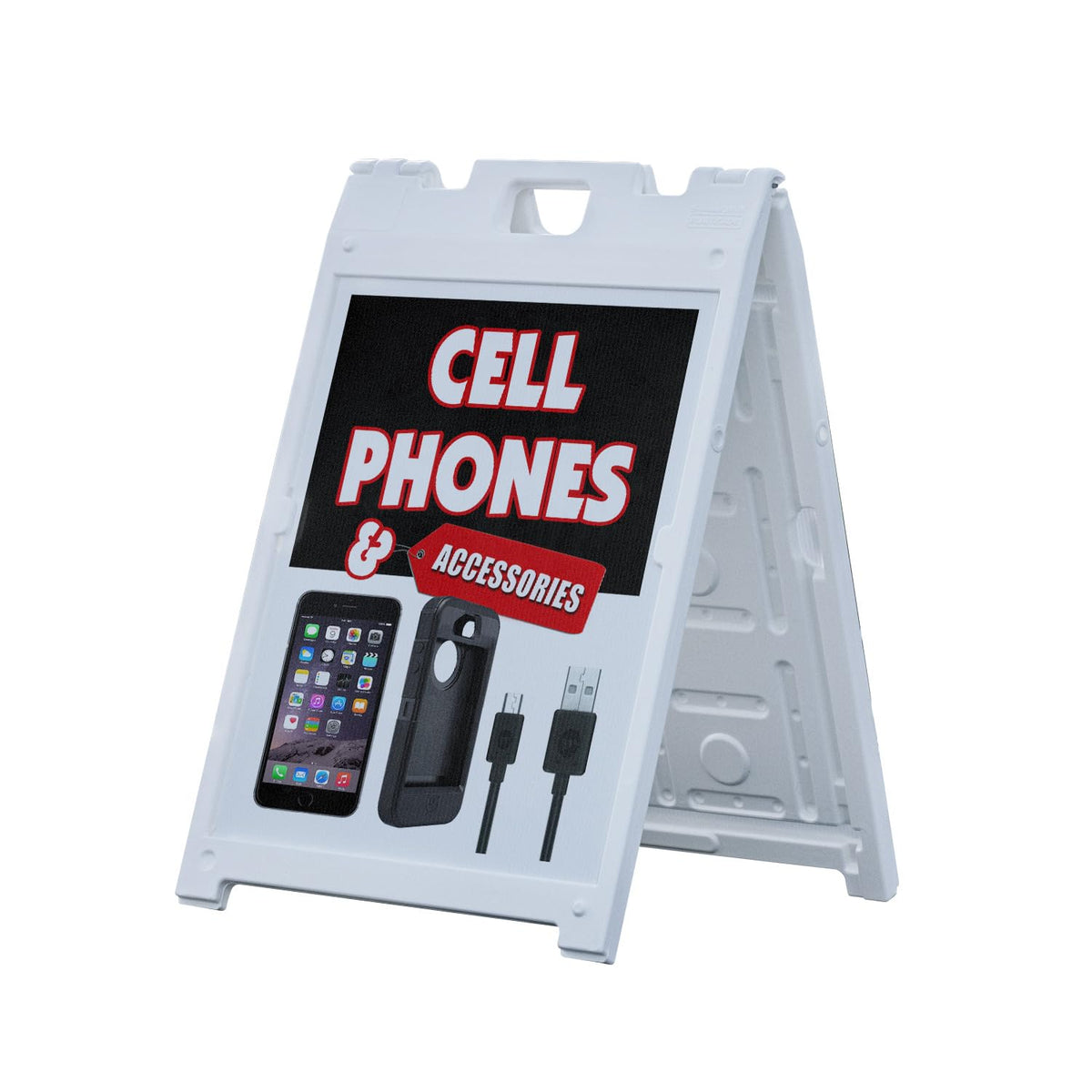 A-frame Sidewalk Cell Phones & Accessories 18" x 24" Double Sided A-Frame Sidewalk Sign, Includes 2 Corrugated Plastic Inserts | Foldable Portable White Signicade Sandwich Board Signs